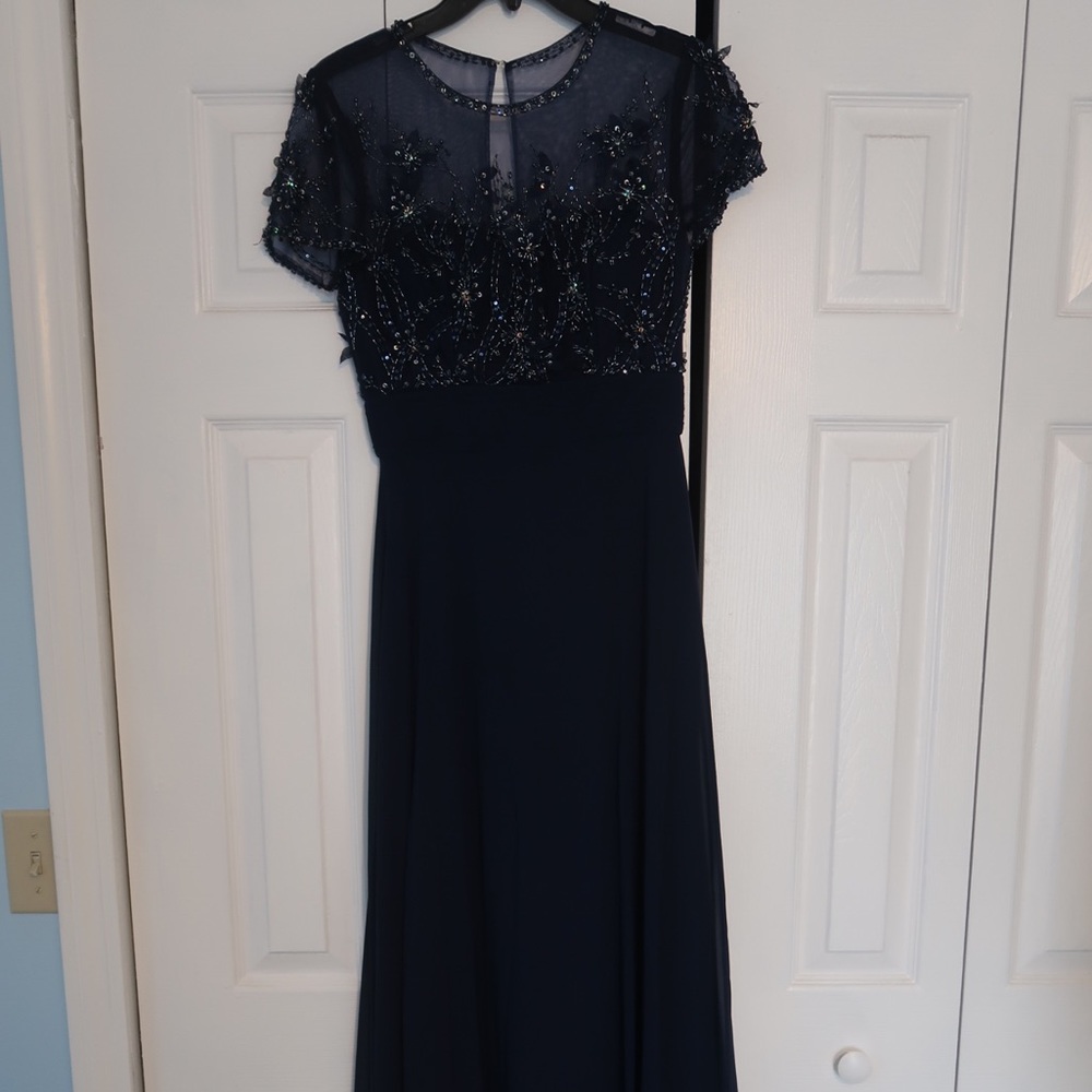 JS Collections Navy Blue Sweetheart Neckline Dress